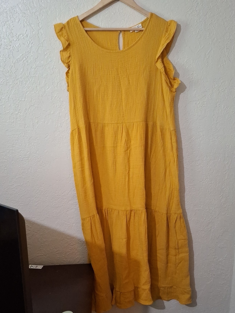 Yellow Tiered Maxi Dress with Ruffle Sleeves